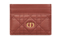 DIOR Caro Soft Calfskin Card Clip Card Holder Women's Red