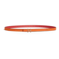HERMES Calfskin Rose Gold-Plated Leather Belts Women's Orange/Red Width 1.3CM