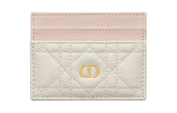 DIOR Caro Soft Cow Leather Card Holder Women's Sand Pink/White