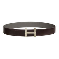 HERMES Metal Leather Belts Men's Ébène / Gris Meyer Width: 3.8CM