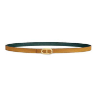 HERMES Calfskin Leather Belts Women's Brown Blue Width: 1.3cm