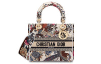 DIOR Lady D-Lite Embroidery Shoulder Bag Crossbody Bag Handbag Medium Size Women's Multicolor