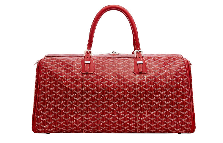 GOYARD Canvas Cowhide Travel Bag Sports Handbag Unisex Red