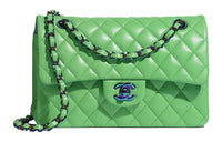 CHANEL Classic Flap CF Lambskin Shoulder Bag Crossbody Bag Medium Size Women's Green