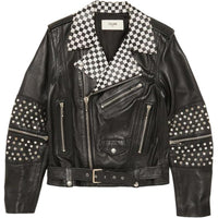 CELINE Hedi Slimane Damier Checkered Leather Moto Biker Jacket