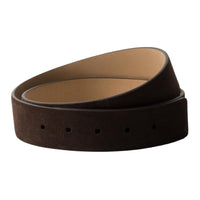 PRADA Calfskin Leather Belts Men's Dark Brown Width 3.5CM