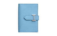 HERMES Bearn Epsom Calfskin Wallet Women's 7N Celeste Sky Blue