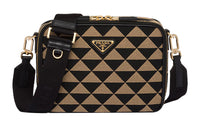 PRADA Symbole Fabric With Leather Shoulder Bag, Crossbody Bag Men's Black/Ecru