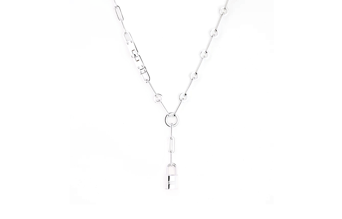 HERMES 925 Sterling Silver Necklaces Unisex Silver