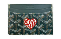 GOYARD Saint-Sulpice Canvas With Calfskin Card Holder Unisex Green Multicolor Red Heart
