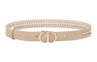 DIOR Logo Smooth Buckle Leather Belts Women's Beige 2.5cm