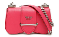 PRADA Sidonie Saffiano Cow Leather Shoulder Bags Women's Peach Pink