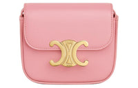 CELINE Triomphe Bright Calfskin Shoulder Bag, Crossbody Bag Mini Women's Rose Pink