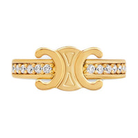 CELINE Triomphe Sparkle Earcuff In Strass And Brass With Gold Finish
