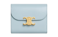 CELINE Triomphe Calfskin Wallet Small Size Women's Ice Blue