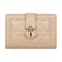 DIOR Lambskin Wallet Women's Pink Beige