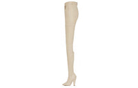 SAINT LAURENT Knee High Boots 11cm Women's Ecru