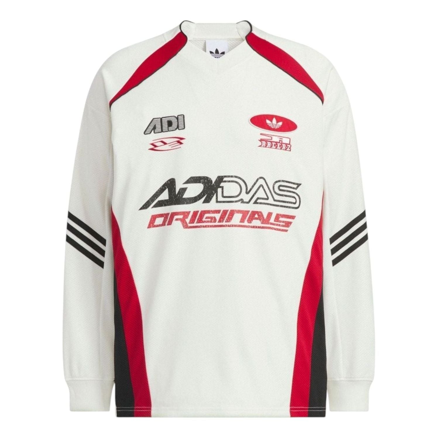 adidas Long-Sleeved Relaxed Fit T-Shirt Asia Sizing 'White Red Black' KF5156