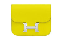 HERMES Constance Slim Evercolor Leather Fanny Pack Handheld Wallet Women's 9R Lime Lemon