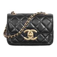 CHANEL Shiny Lambskin Crossbody Bag Shoulder Bag Mini Women's Black