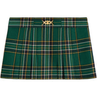 CELINE Pleated Mini Skirt In Tartan Wool