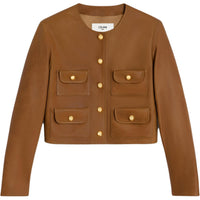 CELINE SS24 Leather Jacket Women's Light Earth Yellow