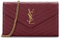 SAINT LAURENT Leather Shoulder Bag Women's Deep Red