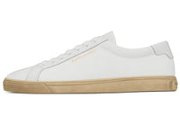 SAINT LAURENT Andy Low Top Stylish Skateboarding Shoes Men's White Distressed Style