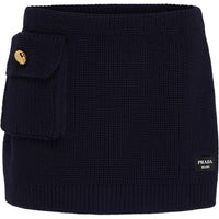 PRADA Ribbed-knit Wool Miniskirt