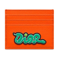 DIOR KAWS Collaboration Cow Leather Card Holder Women's Vermilion