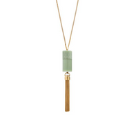 SAINT LAURENT Rhinestone Plexiglass Brass Necklaces Women's Green