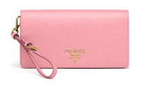 PRADA Saffiano Leather Clutch Bag Over The Shoulder Mini Women's Pink