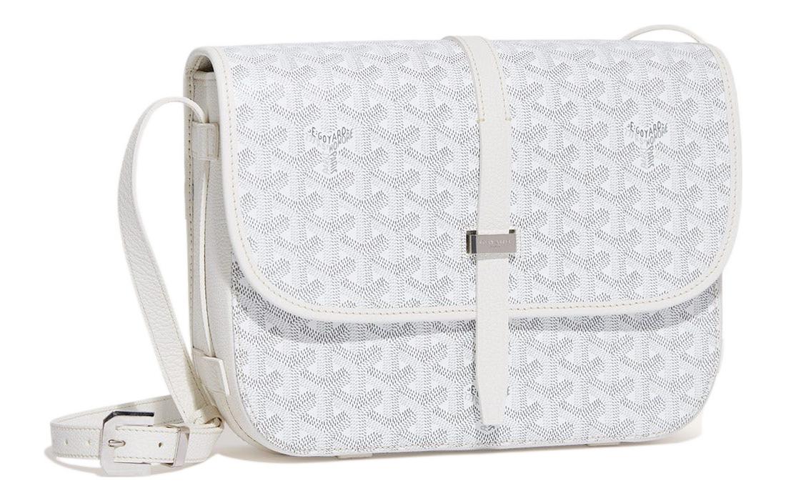 GOYARD Belvédère Canvas With Leather Crossbody Bags Shoulder Bags Unisex White