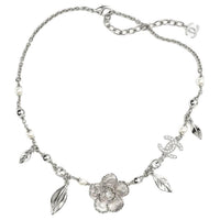 CHANEL Metal Resin Necklaces Women's Silver