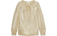 CELINE Metallic Long Sleeve Drawstring Top
