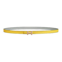 HERMES Calfskin Leather Belts Women's Yellow Gray Width 1.3CM