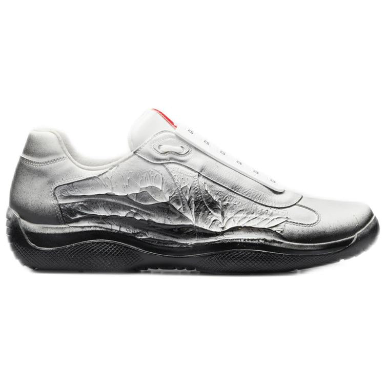 Cass x PRADA Att4ck Wear-Resistant Low-Top Athletic Shoes Unisex Metallic Black