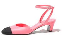CHANEL Chunky Heel High Heels 4.5cm Women's Pink Black