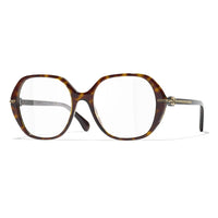 CHANEL Acetate Square Eyeglass Frames Women's Tortoiseshell