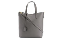SAINT LAURENT Soft Leather Tote Shoulder Bag Crossbody Bag Handbag Women's Gray