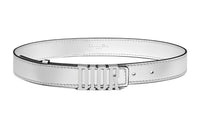 DIOR Badge Buckle Leather Belts Women's Silver White