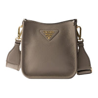 PRADA Leather Shoulder Bag Mini Women's Clay Gray