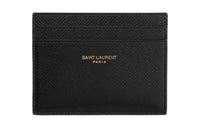 SAINT LAURENT Recycled Cross Grain Leather Card Holder Men's Black