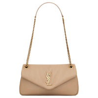 SAINT LAURENT Lambskin One Shoulder Handbag Trumpets Women's Dark Color Toffee