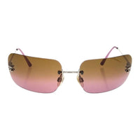 CHANEL Acrylic Irregular Shape Sunglasses Women's Purple