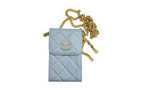 CHANEL 22SS Sheepskin Cell Phone Pouch Women's Sky Blue