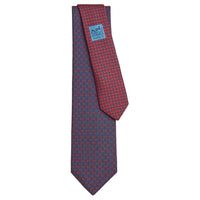 HERMES Silk Ties Men's Ocean/Rogue Red