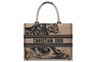 DIOR BookTote Embroidery Tote Bag Shopping Bag Handbag Medium Size Women's Brown