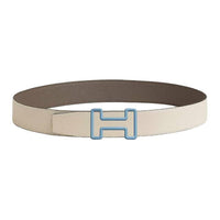 HERMES Calfskin Leather Belts Men's Umber Width 3.8CM