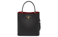 PRADA Cini Leather Handbag Medium Size Women's Black